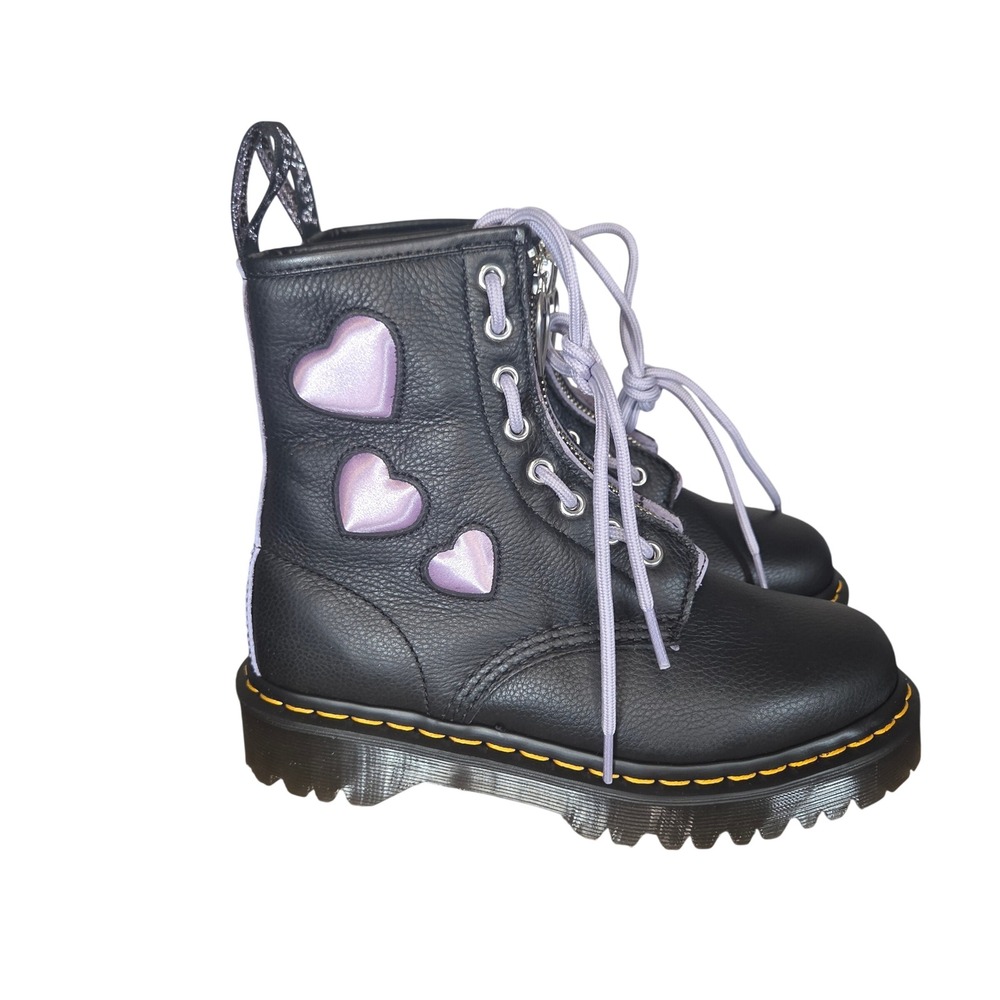 Dr. Martens 1460 Zip Heart Virginia Satin Lux Lace Up Boots Size 6 Bex New